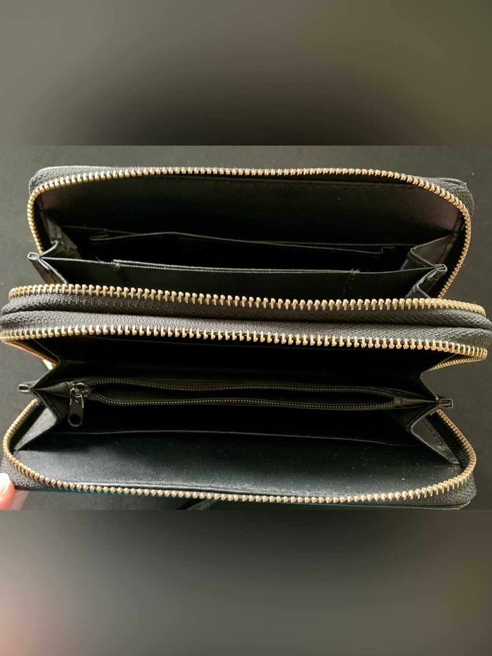 Black Studded Wristlet Clutch with Gold Accent - Picture 5 of 7